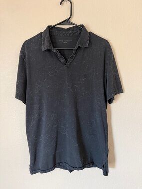 John Varvatos Black Distressed Wash Men’s Polo Shirt Size L